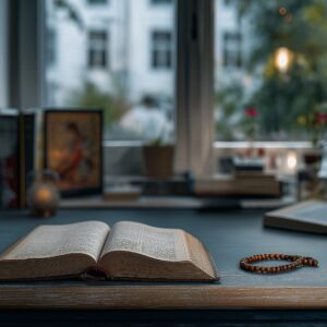 Tafel met opengeslagen bijbel