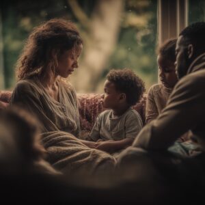 Afrikaans gezin in moeite