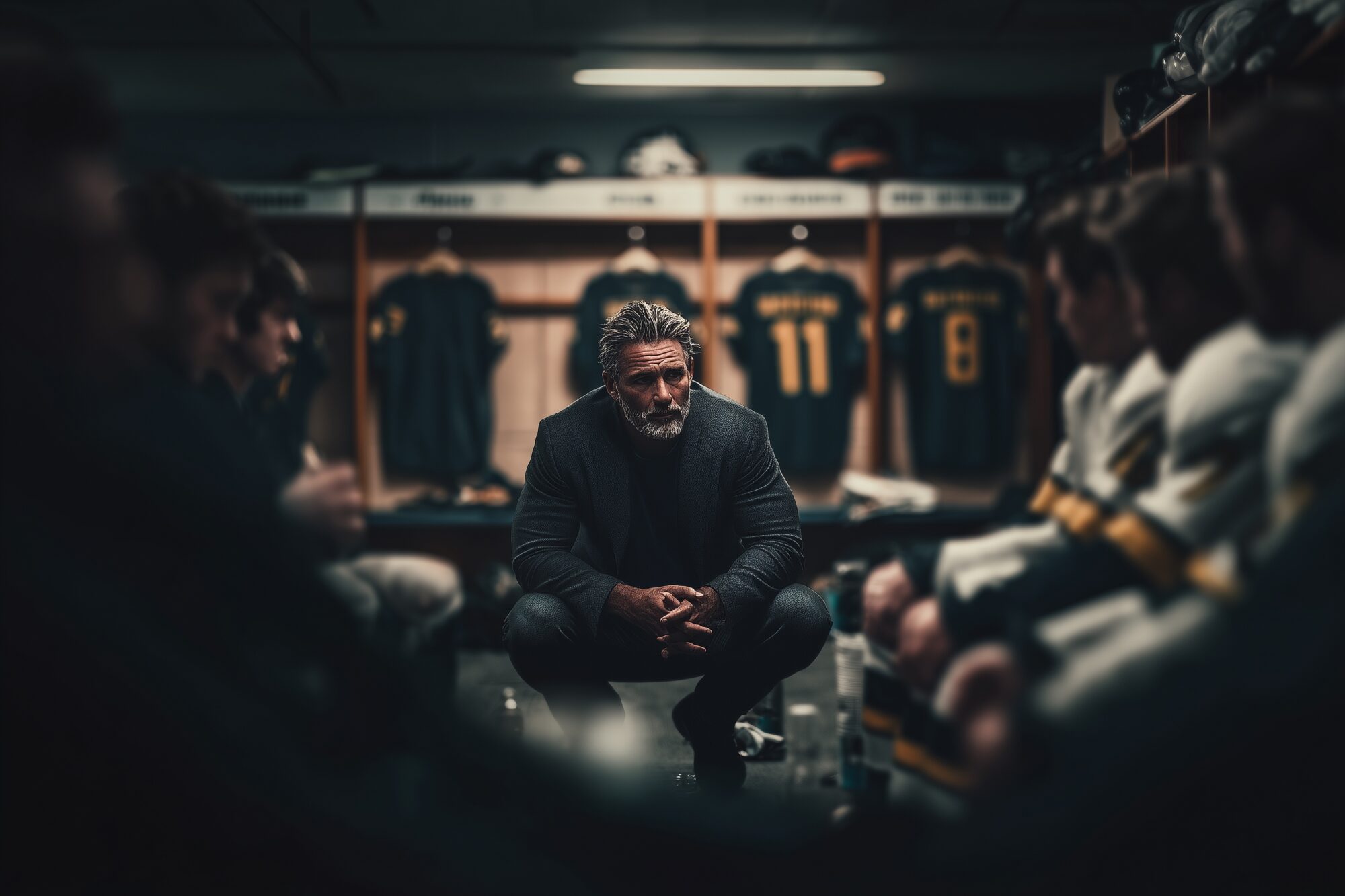 Coach in de kleedkamer