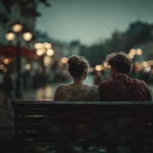 Twee mensen op een bankje