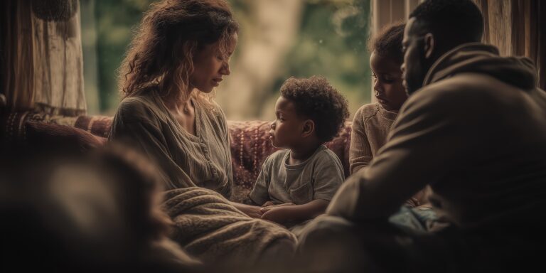 Afrikaans gezin in moeite