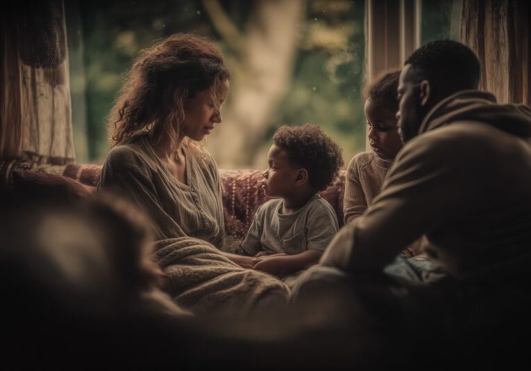 Afrikaans gezin in moeite