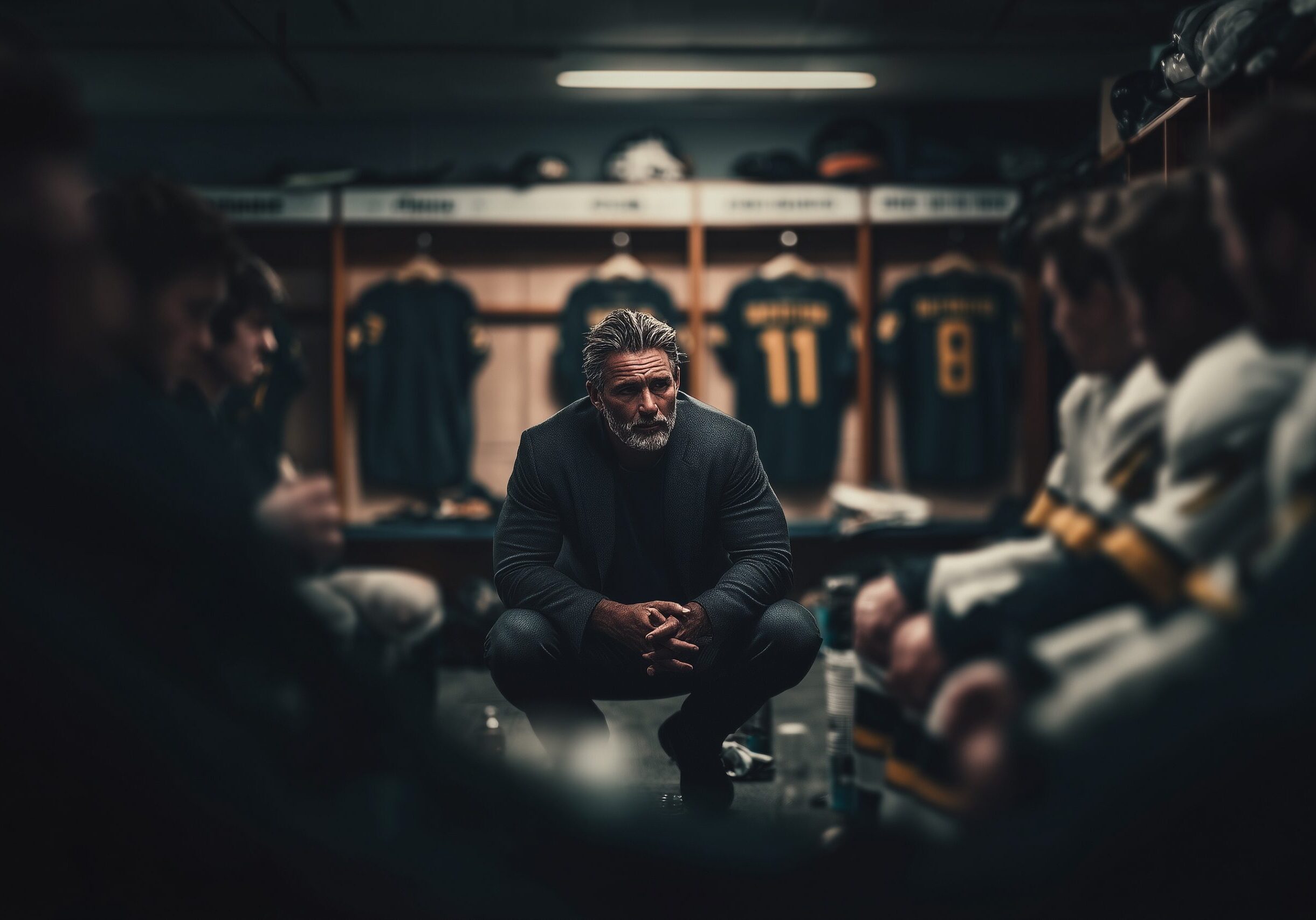 Coach in de kleedkamer