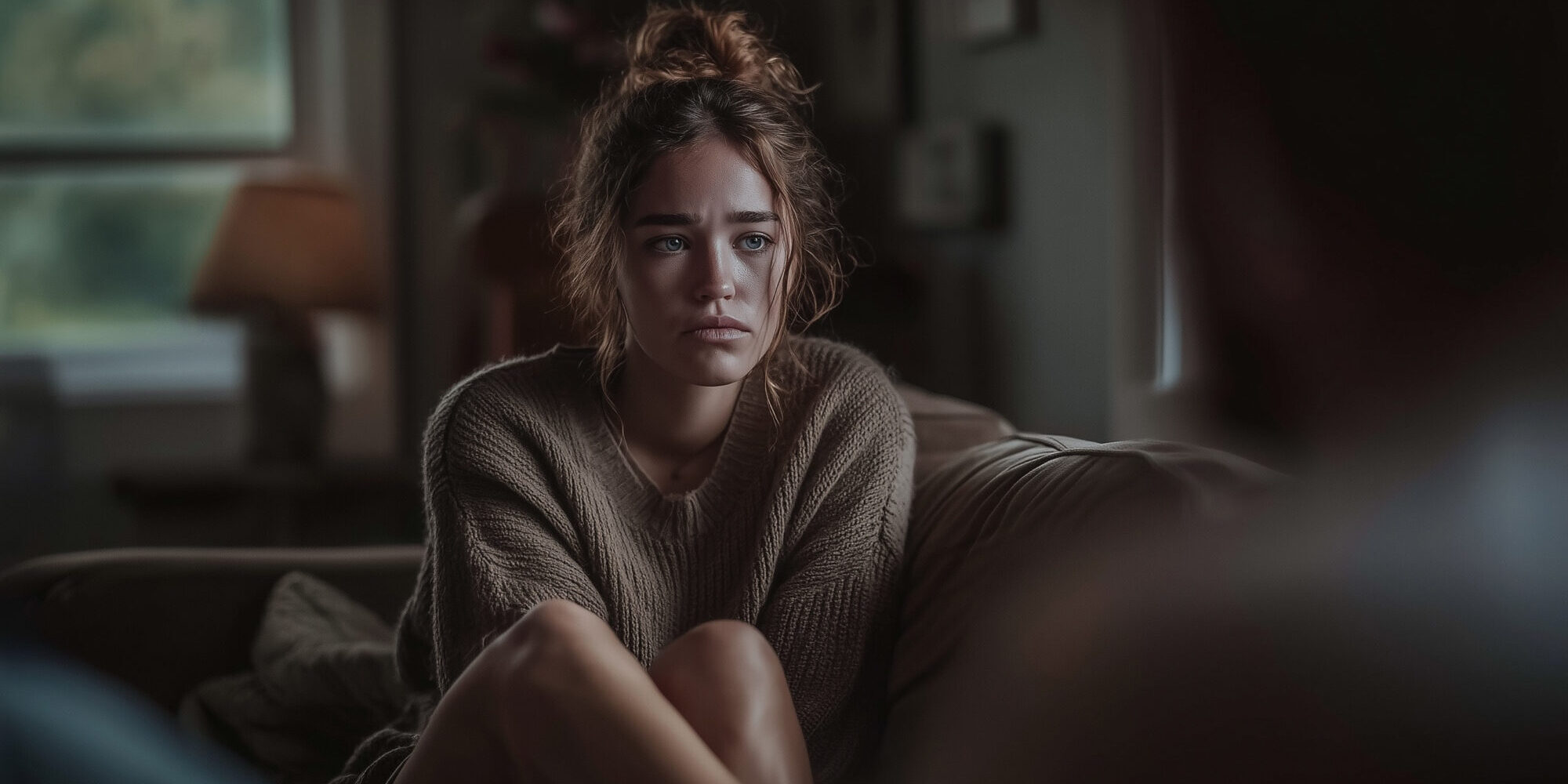 Jonge vrouw heeft serieus gesprek