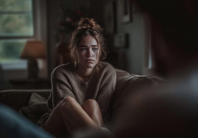 Jonge vrouw heeft serieus gesprek