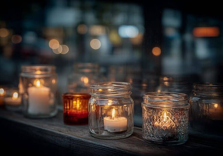 Kaarsjes in de vensterbank