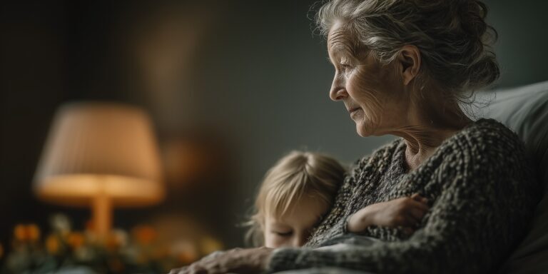 Oudere dame in hospice met kleindochter