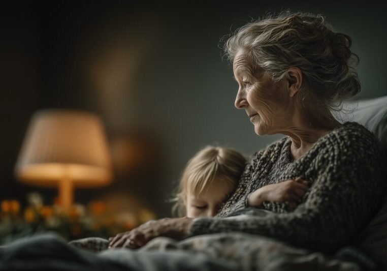 Oudere dame in hospice met kleindochter