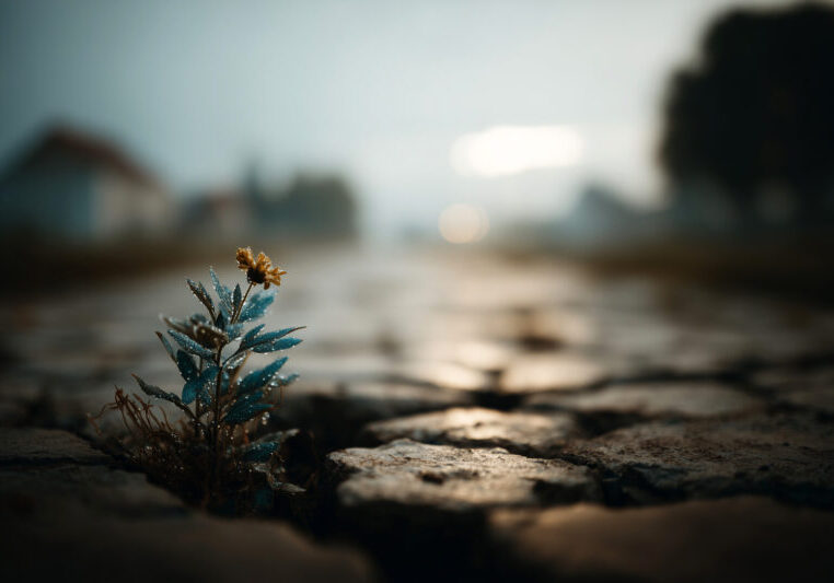 Plantje tussen de stenen