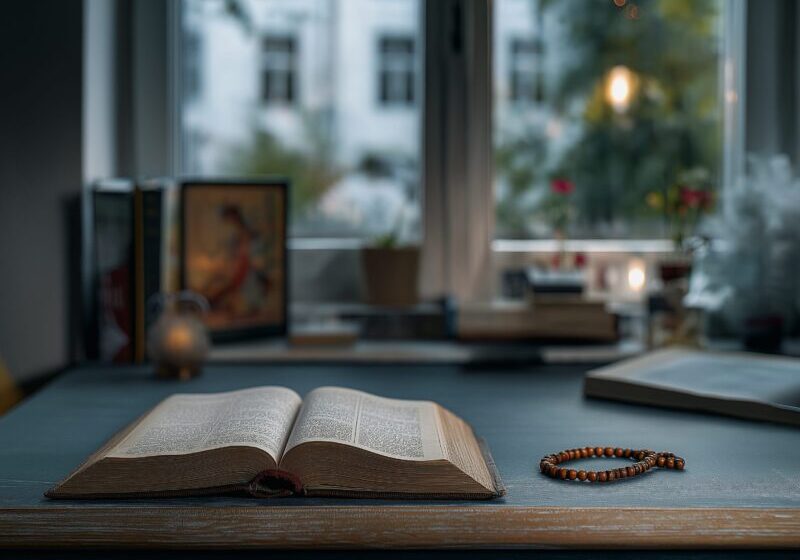 Tafel met opengeslagen bijbel