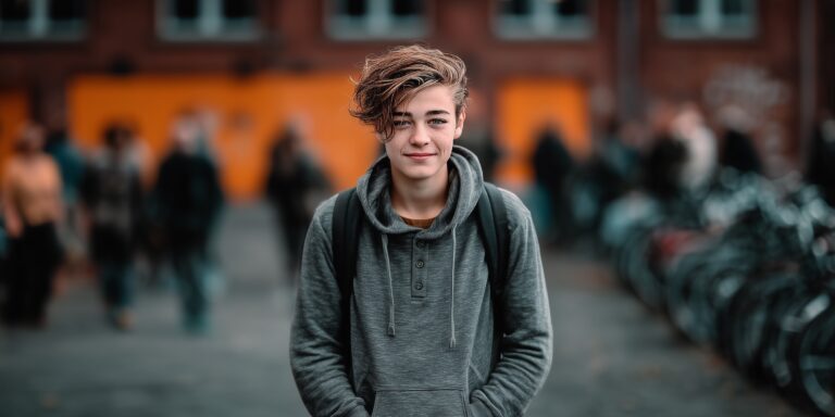 Tiener op het schoolplein