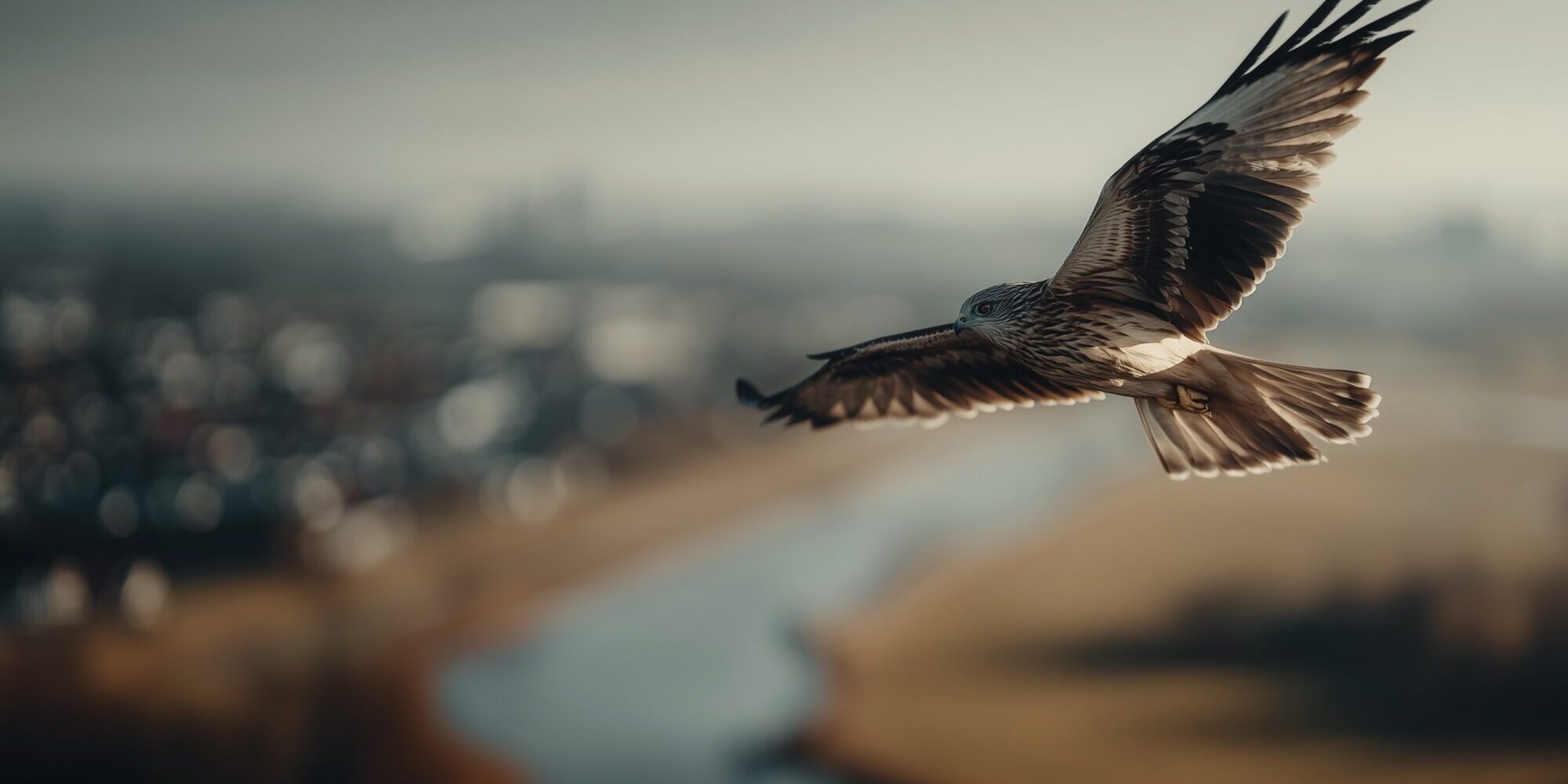 Valk boven een stad