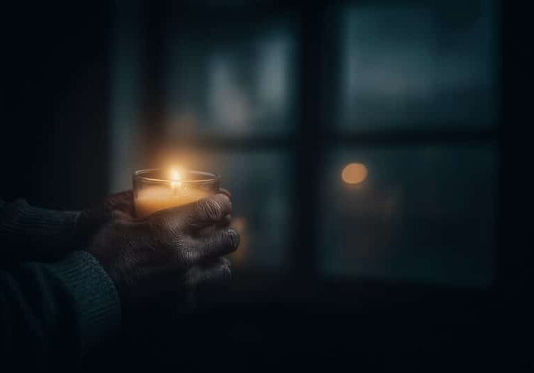handen die een kaars vasthouden