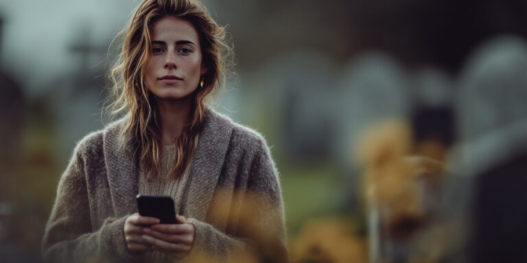 selfie op begraafplaats